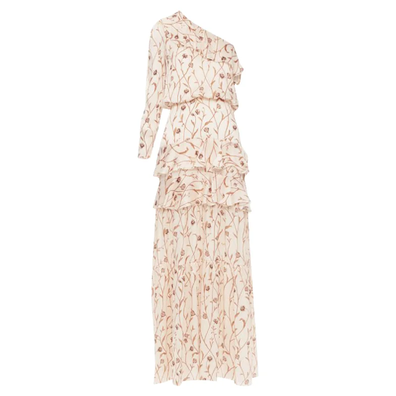 Johanna Ortiz MysterioSoul floral one shoulder tier maxi dress