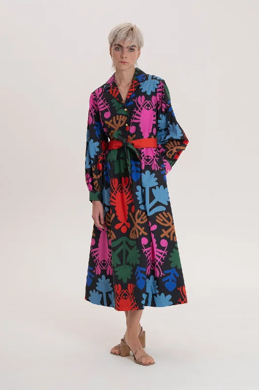 Tanya Poplin Midi Dress Lobster