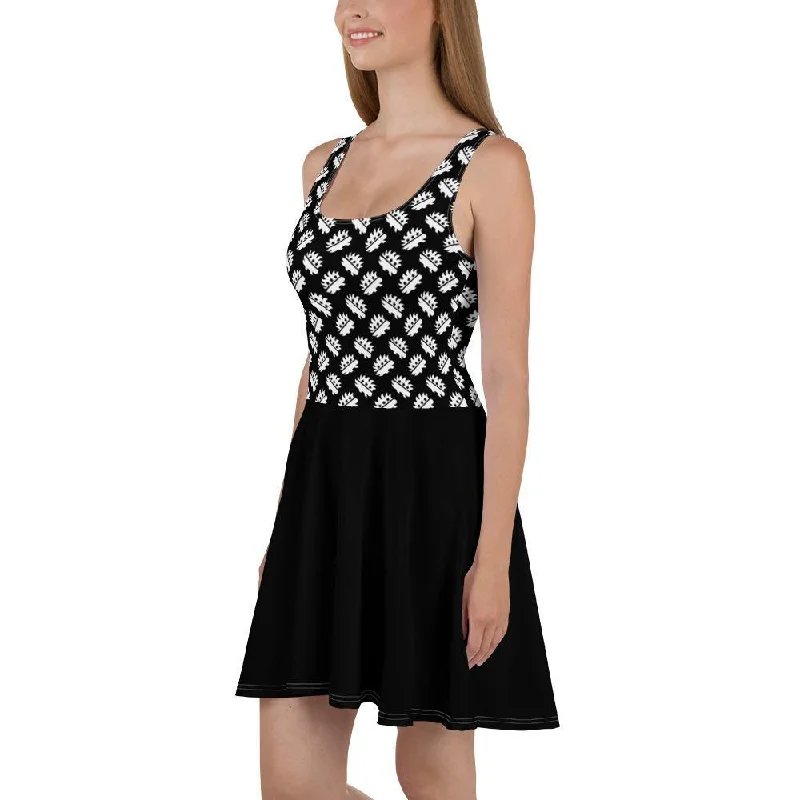 Black Porcupine Skater Dress