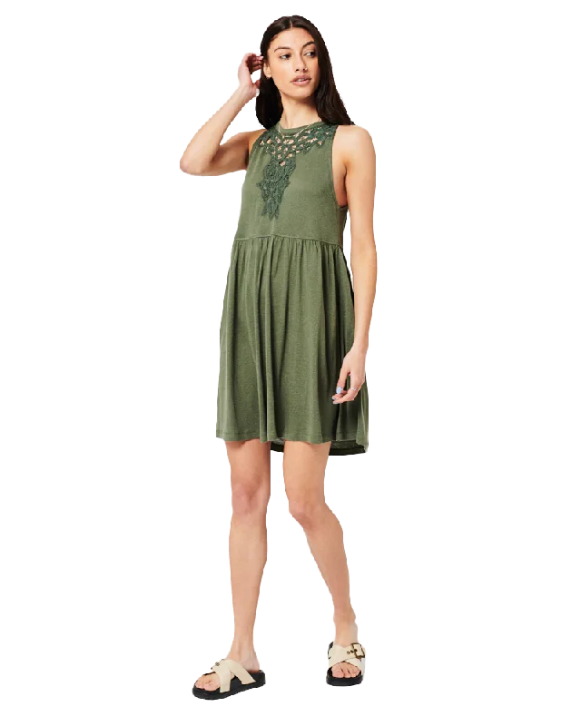 Vintage Lace Racer Dress in Thyme