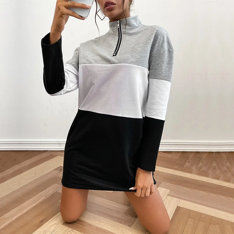 IKEARLAX New Popular trade popular autumn new South East Asia zipper stand-up neck sweater black splicing sweater skirt Jersey Fabric Tulle Fabric Batik Fabric IKEARLAX New Popular trade popular autumn new South East Asia zipper stand-up neck sweater black splicing sweater skirt Jersey Fabric Tulle Fabric Batik Fabric