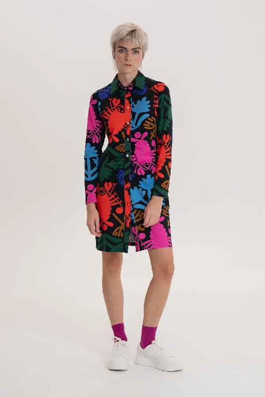 Egyed Draped Shirt Dress Lobster