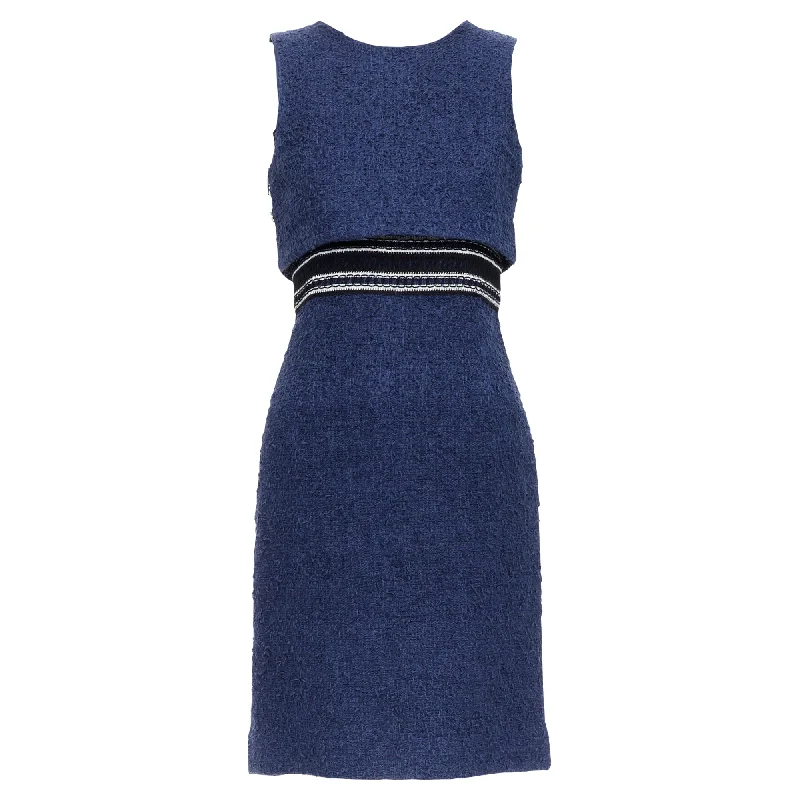 Oscar De La Renta Cotton Blend Tweed Layered Dress