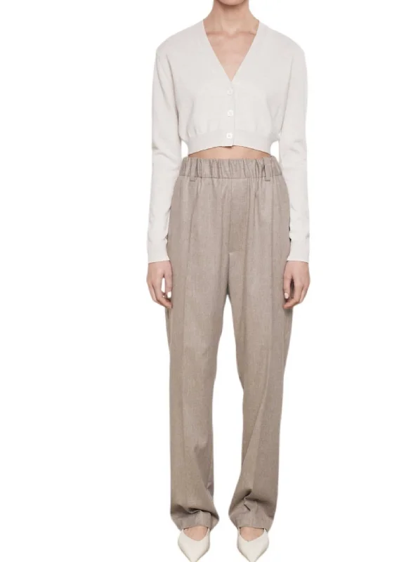 Cashmere Crop V-Neck Cardigan In Chalk Nylon Fabric Polyester Fabric Spandex Fabric