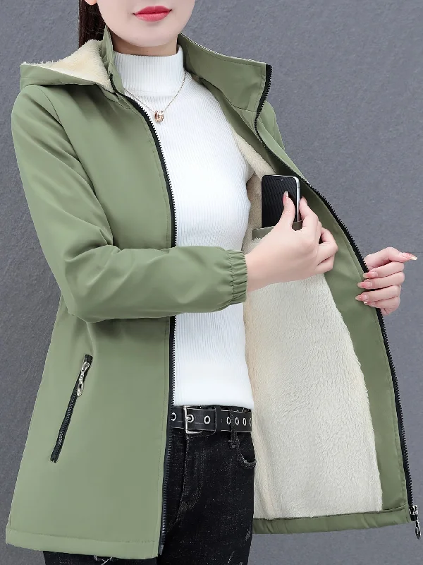 Autumn Winter Women's Plus Size Plush Long Sleeved Casual Hooded Jacket, Cozy Oversized Warm Coat For Women Embroidered Jacket Appliqued Jacket Beaded Jacket Autumn Winter Women's Plus Size Plush Long Sleeved Casual Hooded Jacket, Cozy Oversized Warm Coat For Women Embroidered Jacket Appliqued Jacket Beaded Jacket