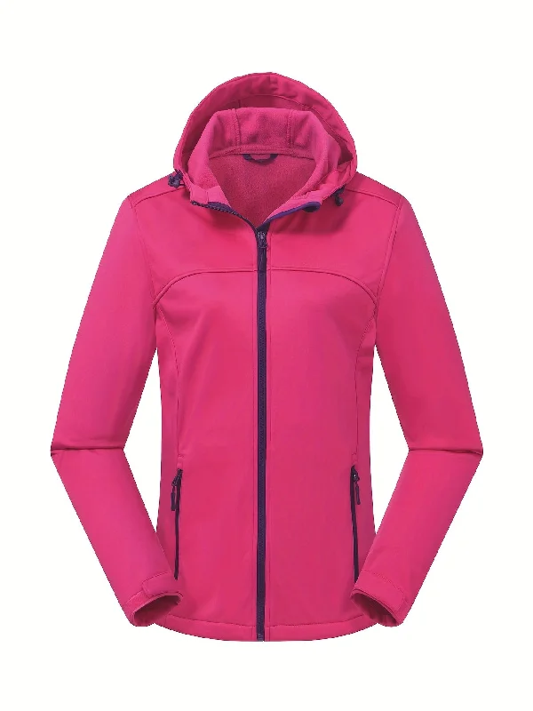 ATLASLAVA SPORTS Women's Softshell Jacket, Casual Fleece Lined Warm Hooded Windproof Coat, Outdoor Hiking Windbreaker With Adjustable Hood And Drawcord Hem For Winter Fal Lace Jacket Ribbed Jacket Sequined Jacket ATLASLAVA SPORTS Women's Softshell Jacket, Casual Fleece Lined Warm Hooded Windproof Coat, Outdoor Hiking Windbreaker With Adjustable Hood And Drawcord Hem For Winter Fal Lace Jacket Ribbed Jacket Sequined Jacket