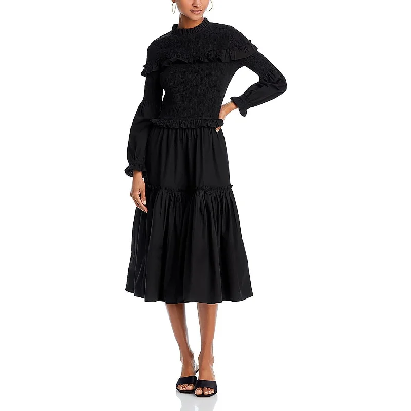 Womens Cotton Below Knee Midi Dress