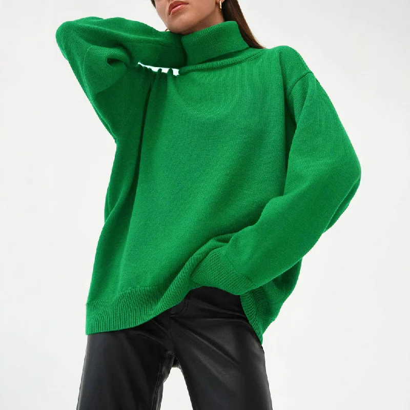 IKEARLAX 2025 Europe, America, autumn and winter new women's clothing turtleneck sweater loose sweater classic versatile solid color pullover sweater Cashmere Blend Cotton Blend Poly Blend IKEARLAX 2025 Europe, America, autumn and winter new women's clothing turtleneck sweater loose sweater classic versatile solid color pullover sweater Cashmere Blend Cotton Blend Poly Blend