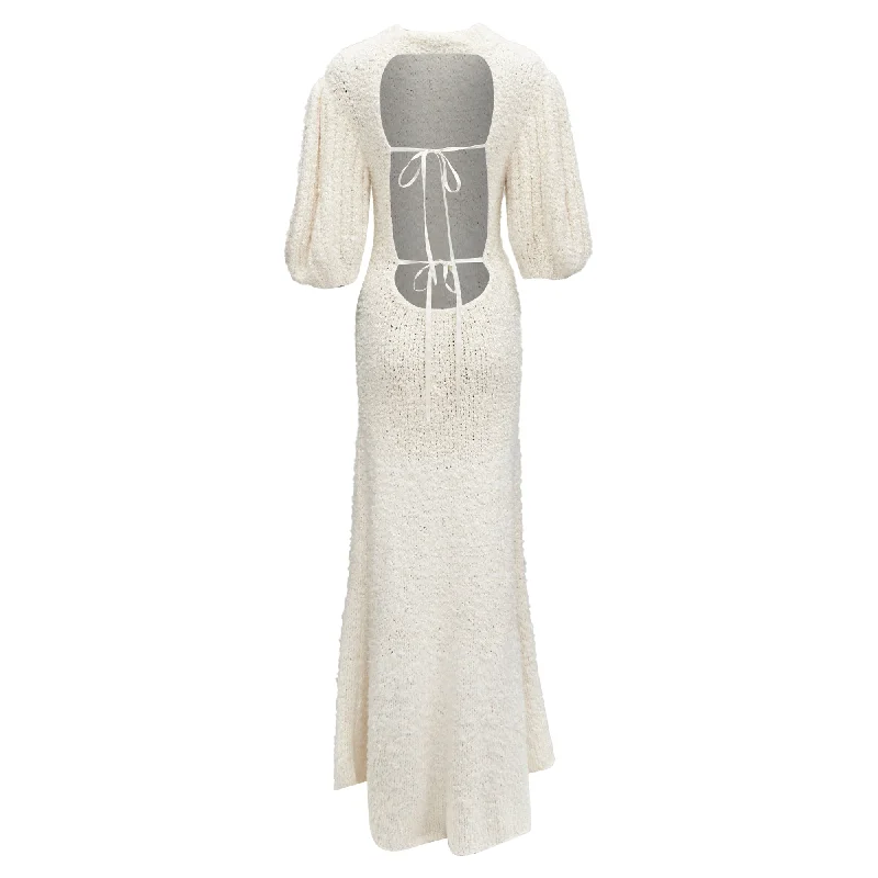 Cecilie Bahnsen Latifa Silk Knitted Backless Puff Sleeves Dress