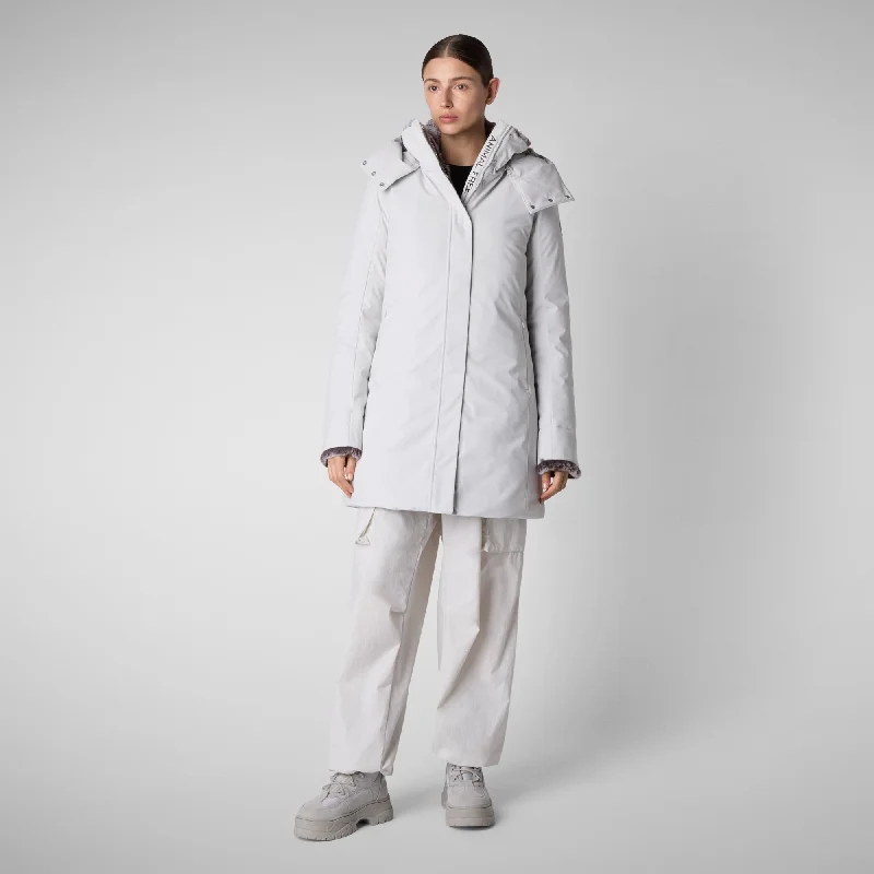 PARKA DONNA CON CAPPUCCIO SAMANTAH GRIGIO NEBBIA Fur-Lined Mid-Length Parka