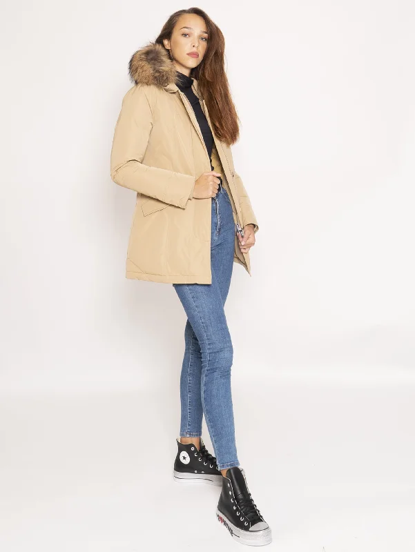 Giaccone Parka in Shape Memory - Khaki Trendy Fur-Lined Parka