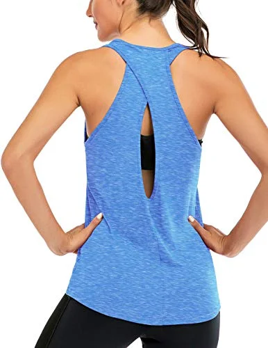 ICTIVE Womens Cross Backless Workout Tops for Women Racerback Tank Tops Open Back Running Tank Tops Muscle Tank Yoga Shirts Workout Tank Tops for Women Yoga Tops Active Tanks Light Blue L neon tank top