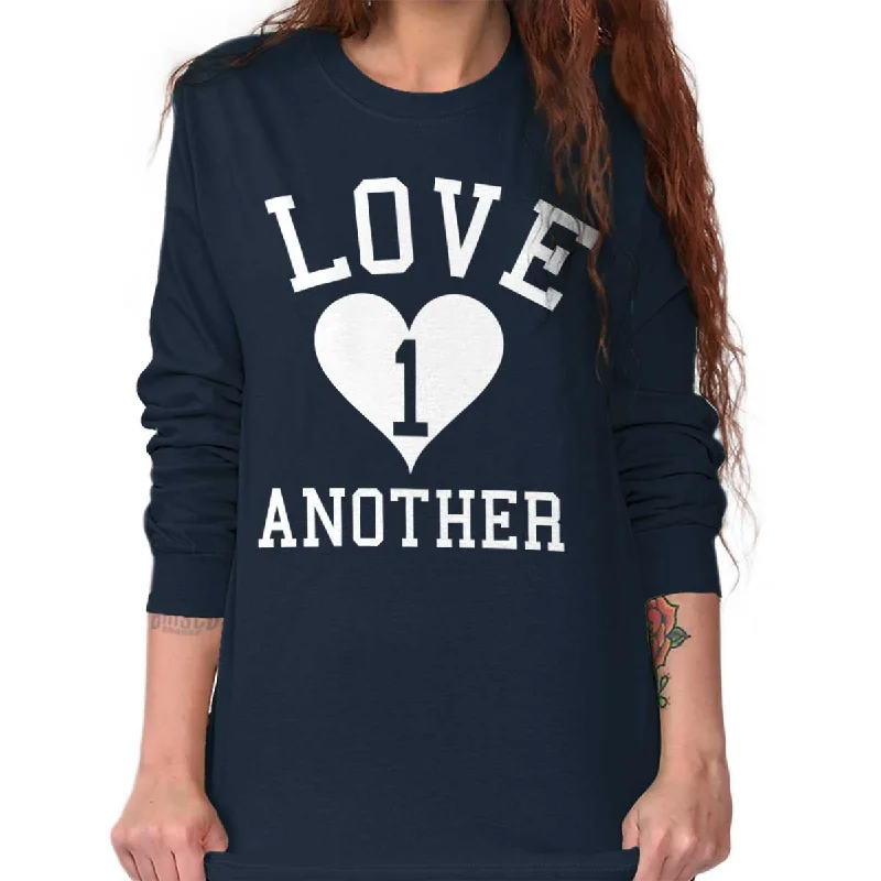 Love One Another Printed Adult Long Sleeve T-Shirt Notch Collar Peter Pan Collar Cowl Neck Love One Another Printed Adult Long Sleeve T-Shirt Notch Collar Peter Pan Collar Cowl Neck