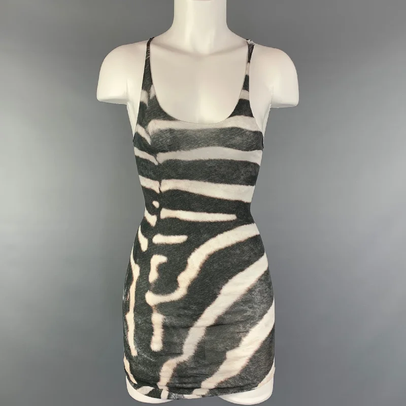 MANIAC CORP Size XS Olive & White Zebra Print Cotton Tank Top stylish tank top