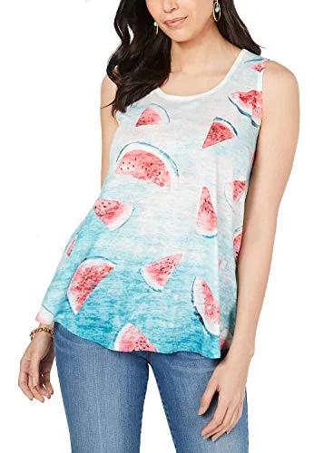 Petite Graphic Print Swing Tank Top turquoise tank top