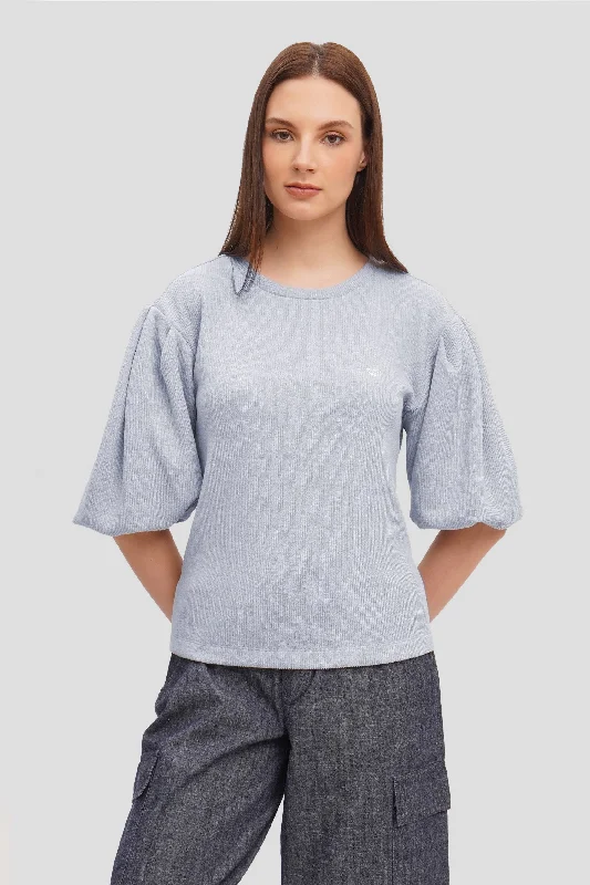 Puff Sleeve Tee Chenille Blend Fleece Blend Nylon Blend