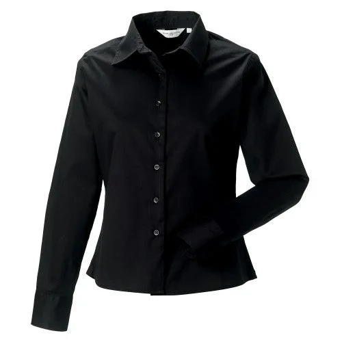 Russell Collection Womens/Ladies Long Sleeve Classic Twill Shirt Knit Fabric Woven Fabric Fleece Fabric Russell Collection Womens/Ladies Long Sleeve Classic Twill Shirt Knit Fabric Woven Fabric Fleece Fabric