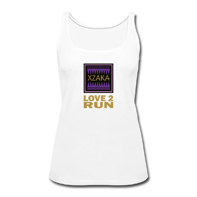 XZAKA Women "Love2Run" Motivational Tank Top - W5159 striped tank top