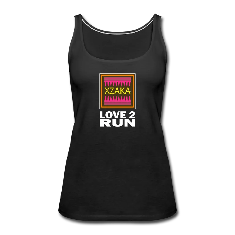 XZAKA Women "Love2Run" Motivational Tank Top - W5516 low neck tank
