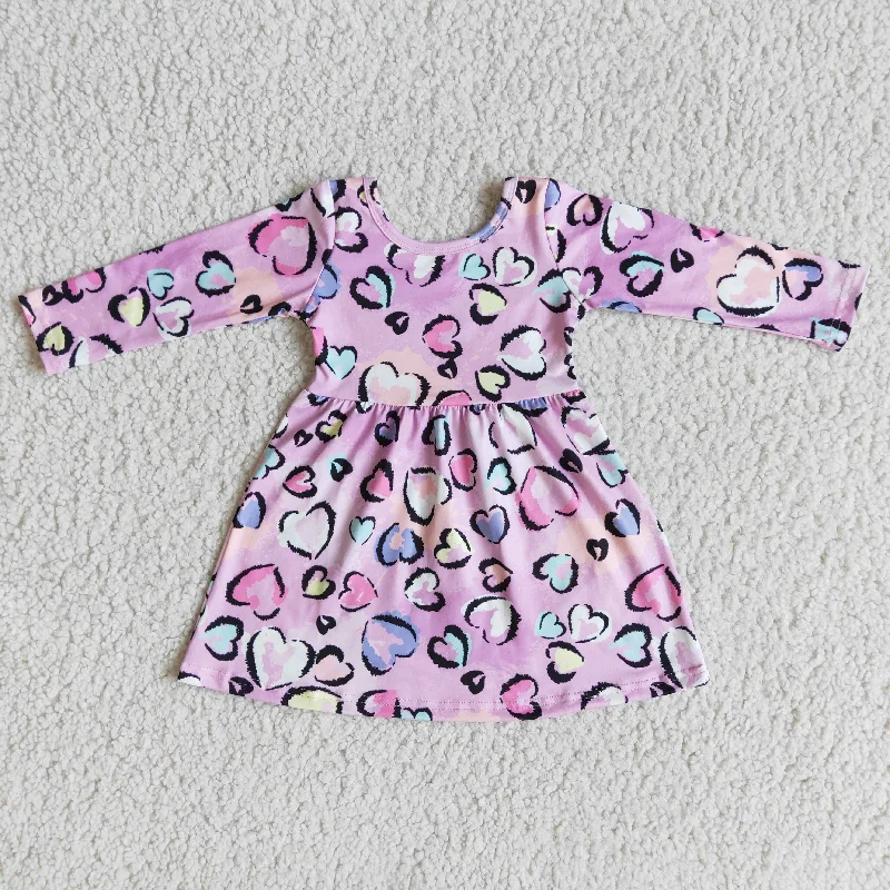 Girl Heart Leopard Long Sleeve Knee-length Dresses Turtleneck Warm Winter