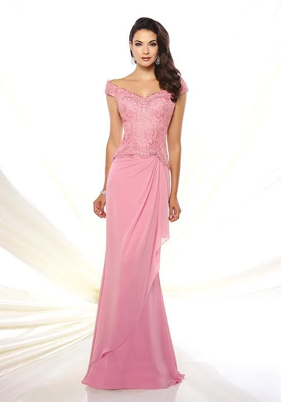 Montage by Mon Cheri - 116937 Beaded Lace Chiffon Off Shoulder Dress Tunics Sophisticated sleek